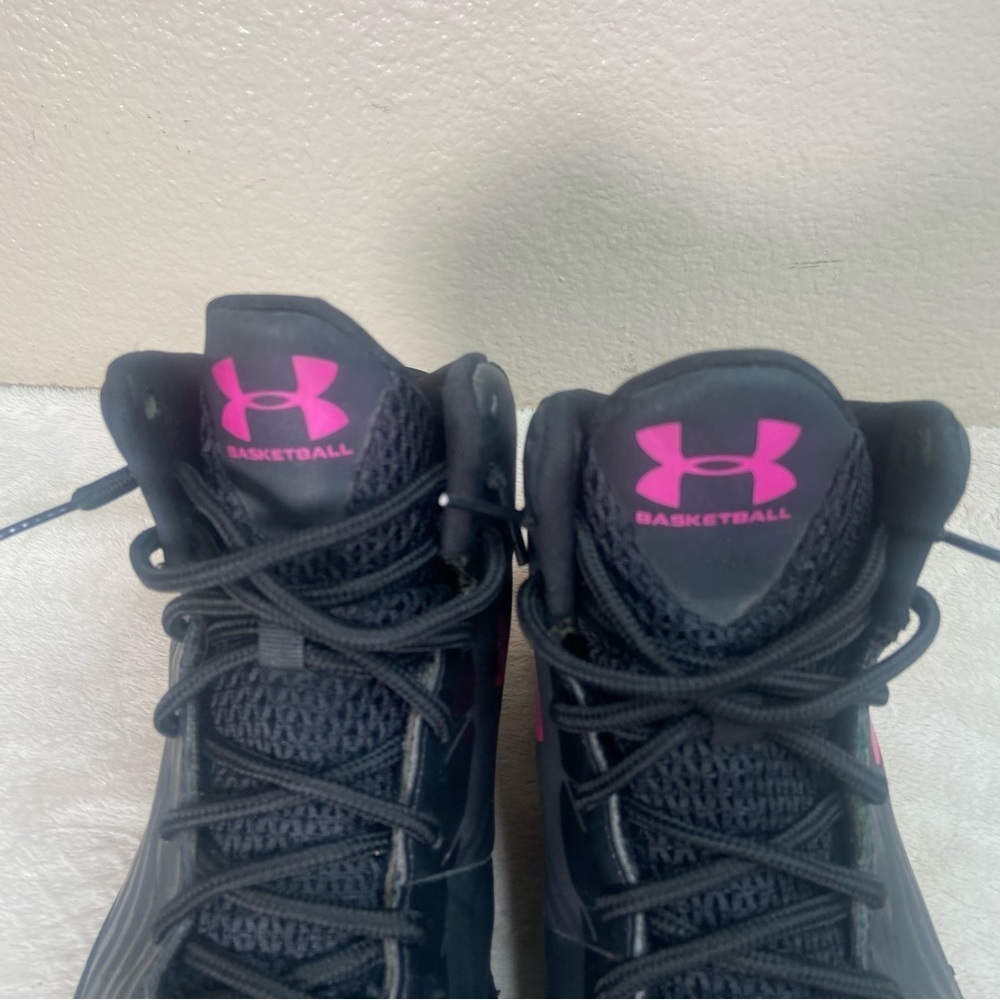 Under Armour Black Pink High Top Basketball Shoes Size 7.5 - Picture 4 of 14